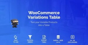 WooCommerce Variations Table GPL